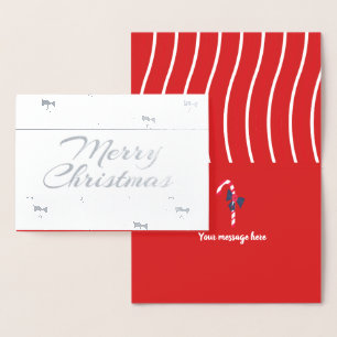 Silver Candy Cane  Christmas Foil Card