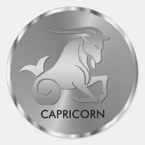 Silver Capricorn the Goat _ Zodiac Sign Classic Round Sticker