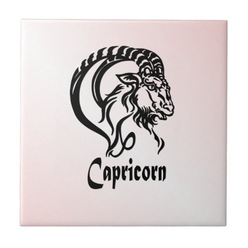 Silver Capricorn the Sea Goat Zodiac Ceramic Tile