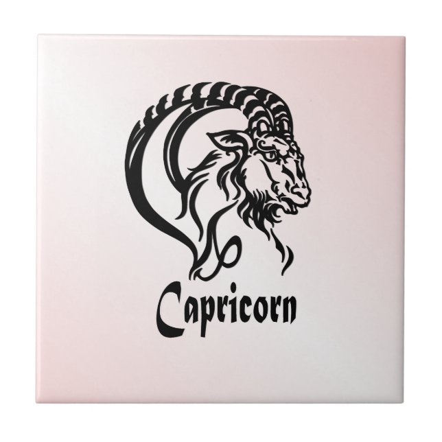 Silver Capricorn the Sea Goat Zodiac Ceramic Tile (Front)