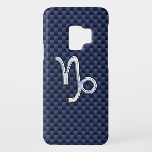 Silver Capricorn Zodiac Sign Blue Carbon Style Case_Mate Samsung Galaxy S9 Case