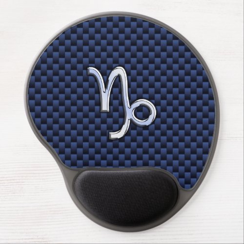Silver Capricorn Zodiac Sign Blue Carbon Style Gel Mouse Pad