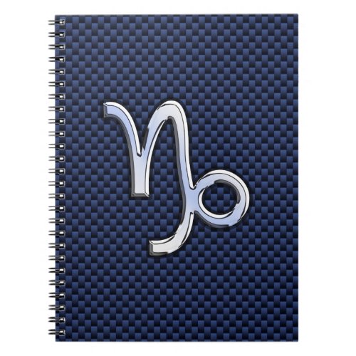Silver Capricorn Zodiac Sign Blue Carbon Style Notebook