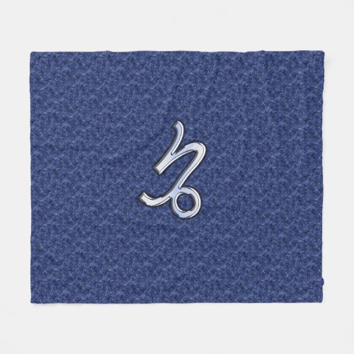 Silver Capricorn Zodiac Symbol Blue Camouflage Fleece Blanket