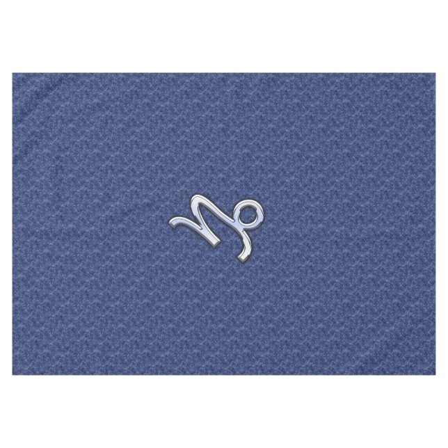 Silver Capricorn Zodiac Symbol Blue Camouflage Tablecloth (Front (Horizontal))