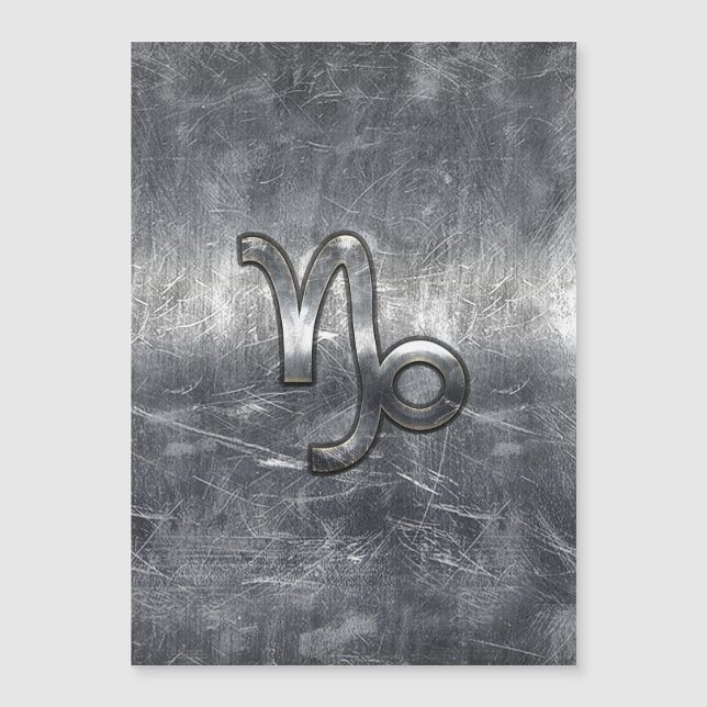 Silver Capricorn Zodiac Symbol Steel Style (Front)