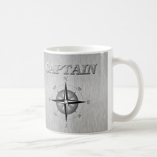 Silver Captain with Compass Rose Coffee Mug (Right)