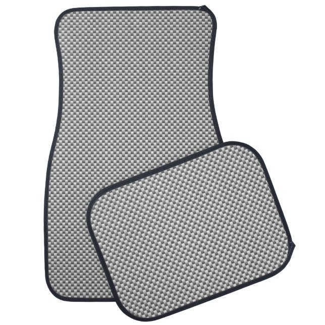 Silver Carbon Fiber Print Car Mat (Set)