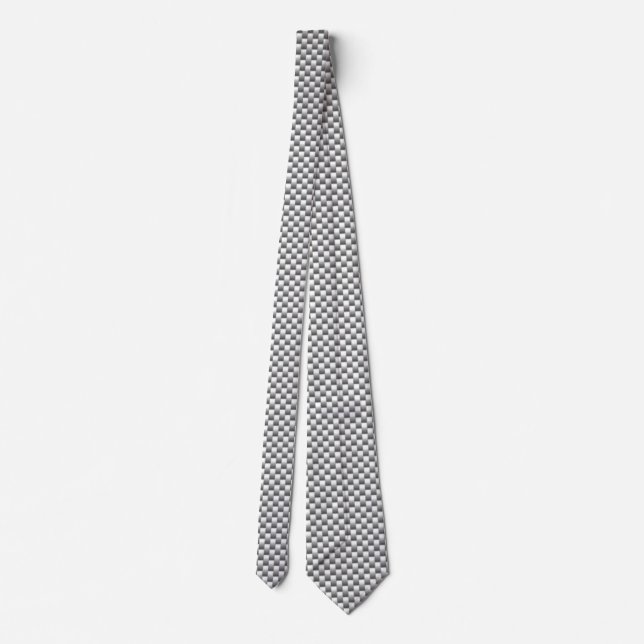 Silver Carbon Fiber Print Neck Tie (Back)