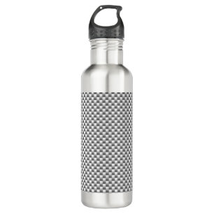 Silver Carbon Fiber Print Water Bottle
