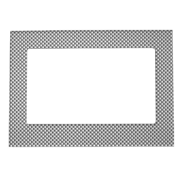 Silver Carbon Fiber Style Print Magnetic Photo Frame (Front)