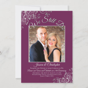 Silver & Cassis We Still Do Wedding Vow Renewal Invitation