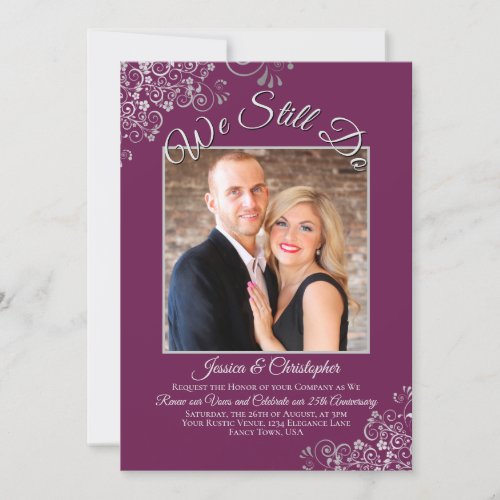 Silver  Cassis We Still Do Wedding Vow Renewal Invitation