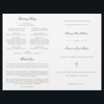 Silver Catholic Wedding Ceremony with Mass Program<br><div class="desc">This simple, yet elegant, folded Catholic wedding ceremony with mass program booklet features a cross and stylish accents of calligraphy script. The neutral, classic, silver and white, typography design provides you with a text template for a traditional Catholic order of service with mass. There is plenty of room to include...</div>