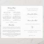 Silver Catholic Wedding Ceremony with Mass Program<br><div class="desc">This simple, yet elegant, folded Catholic wedding ceremony with mass program booklet features a cross and stylish accents of calligraphy script. The neutral, classic, silver and white, typography design provides you with a text template for a traditional Catholic order of service with mass. There is plenty of room to include...</div>