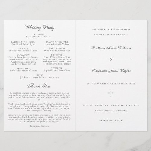 Silver Catholic Wedding Mass Ceremony Program