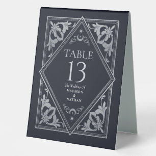 Silver Celestial Art Nouveau Tarot Gothic Wedding Table Tent