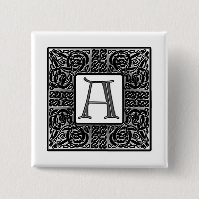Silver Celtic "A" Monogram Button (Front)