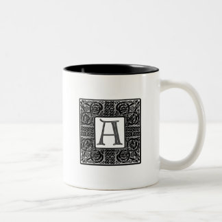 Silver Celtic "A" Monogram Two-Tone Coffee Mug