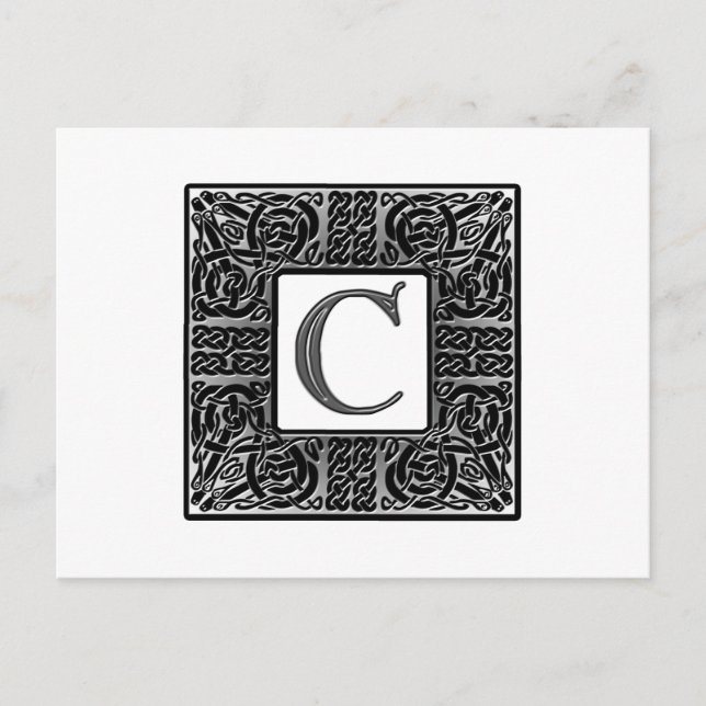 Silver Celtic "C" Monogram Postcard (Front)