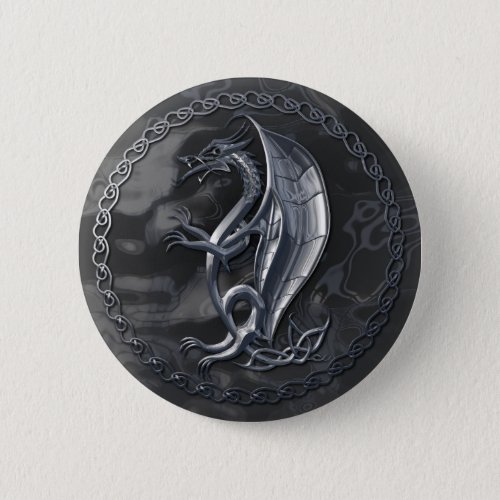 Silver Celtic Dragon Button