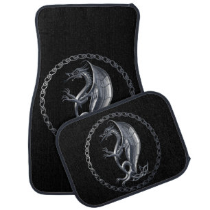 Silver Celtic Dragon Car Floor Mat