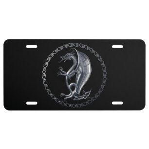 Silver Celtic Dragon License Plate