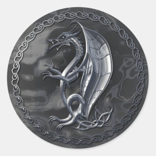 Silver Celtic Dragon Sticker