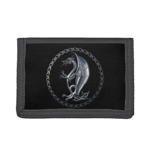 Silver Celtic Dragon Tri-fold Wallet