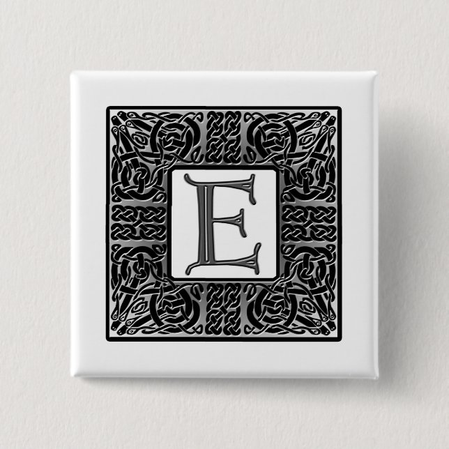 Silver Celtic "E" Monogram Button (Front)