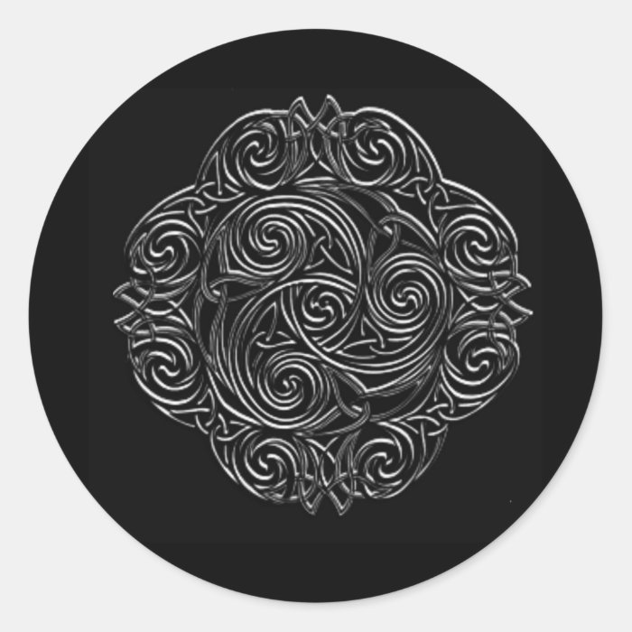 Silver Celtic Emblem Round Stickers