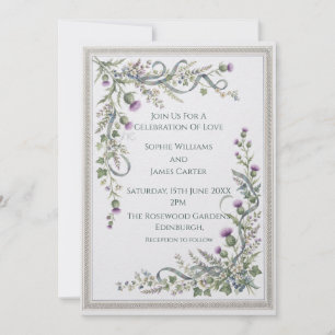 Silver Celtic Floral Wedding Invitation