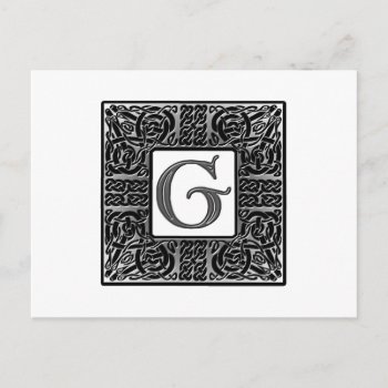 Silver Celtic "g" Monogram Postcard by CelticDreams at Zazzle