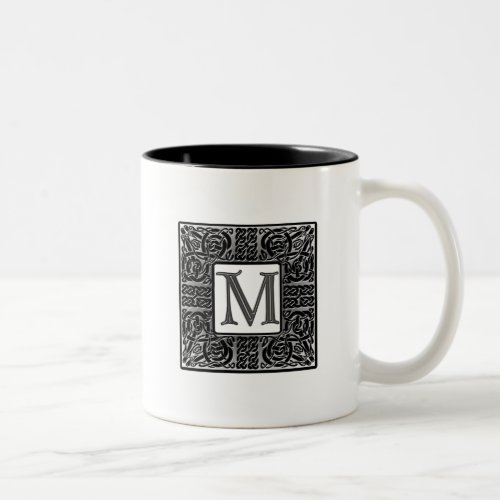 Silver Celtic M Monogram Two_Tone Coffee Mug