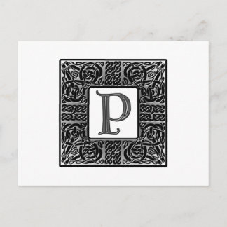 Silver Celtic "P" Monogram Postcard