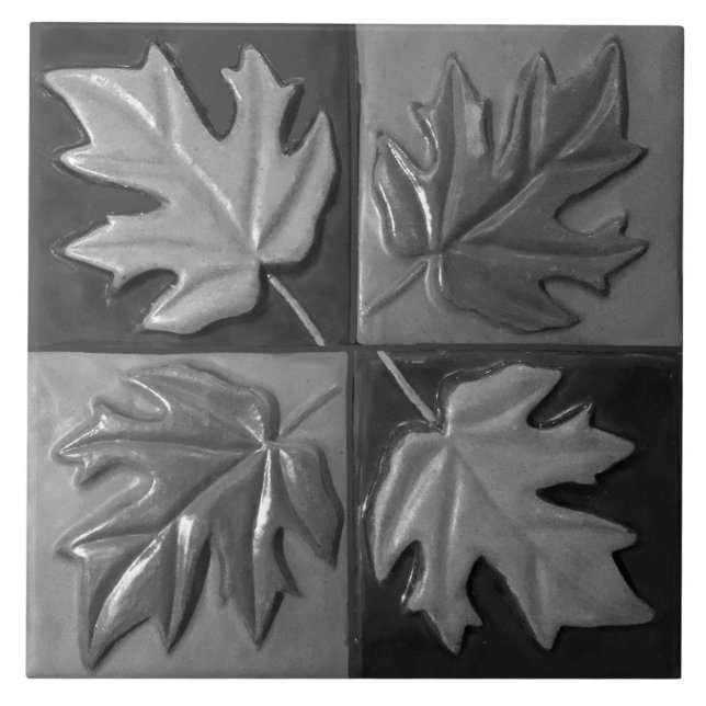  Silver Ceramic Tile with four Maple leaves (Front)