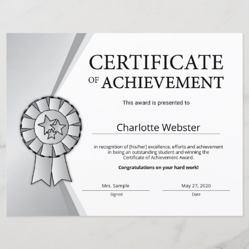 Silver Certificate of Achievement PDF