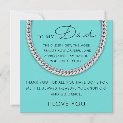 Silver Chain Turquoise Blue  Holiday Card