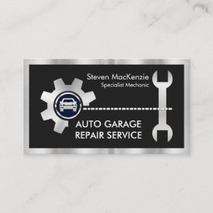 Silver Chain-Wheel Sprocket Spanner Auto Repairs Business Card