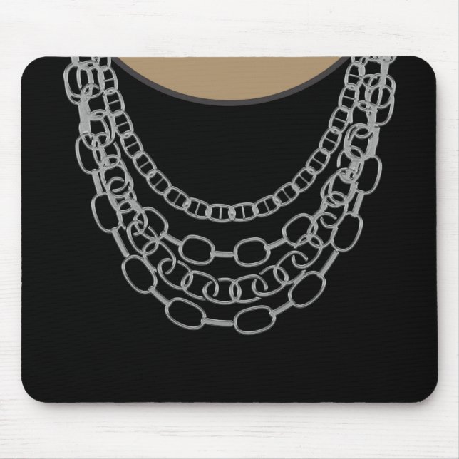 Silver Chains Black Hip Hop Dance Birthday Party Mouse Pad (Front)