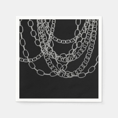 Silver Chains Black Hip Hop Dance Birthday Party Napkins