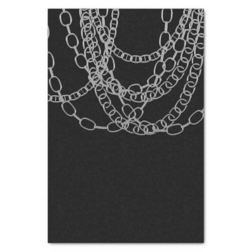 Silver Chains Black Hip Hop Dance Birthday Party Tissue Paper