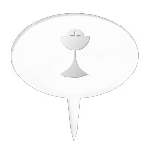 Silver Chalice and Host Cake Topper