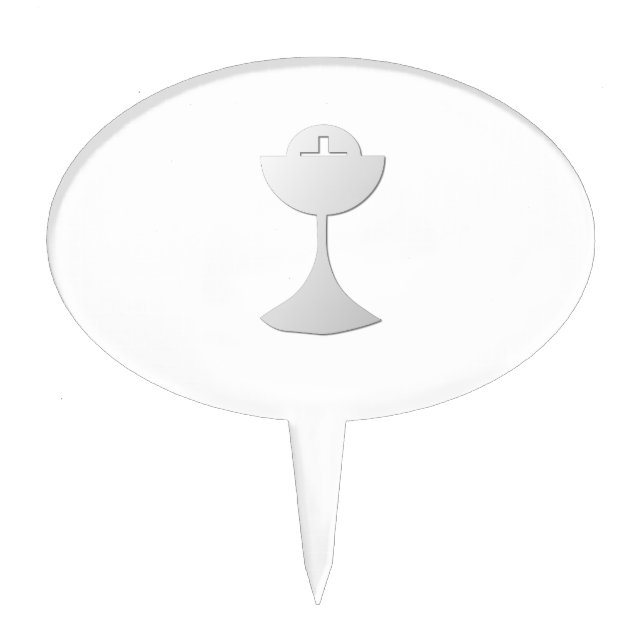 Silver Chalice and Host Cake Topper (Front)