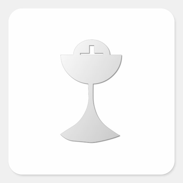 Silver Chalice and Host Square Sticker (Front)