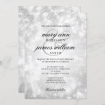 Silver Champagne Bokeh Elegant Wedding Invitation