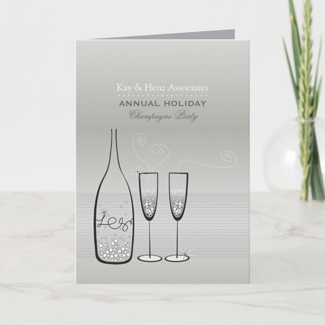 Silver Champagne New Year Elegant Holiday Party Invitation (Front)