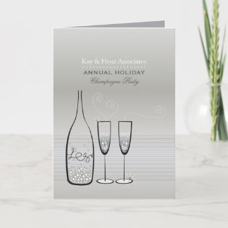 Silver Champagne New Year Elegant Holiday Party Invitation