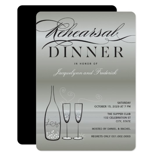 Silver Champagne Rehearsal Dinner Party Invite | Zazzle.com