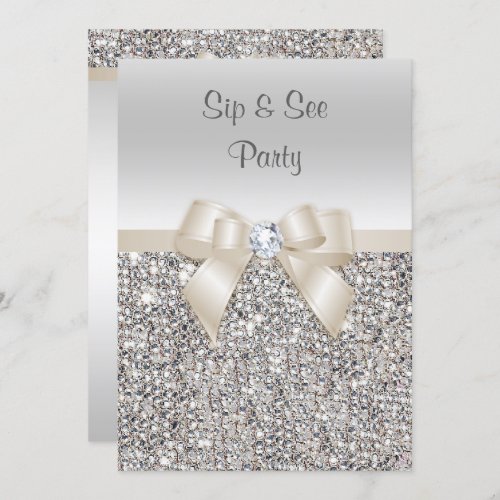 Silver Champagne Sip  See Sequins Invitation